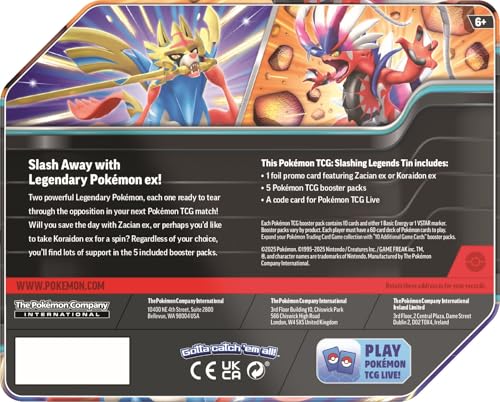 Pokémon Slashing Legends Tin booster packs for fresh cards and strategy
