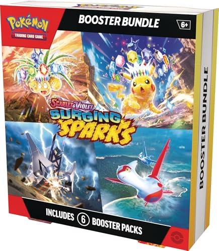 Pokemon Surging Sparks booster bundle, side view, perfect for trades and display