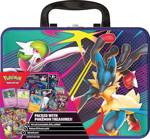 Pokémon TCG Collector Chest foil cards Ralts Kirlia Riolu display, ideal for collectors.