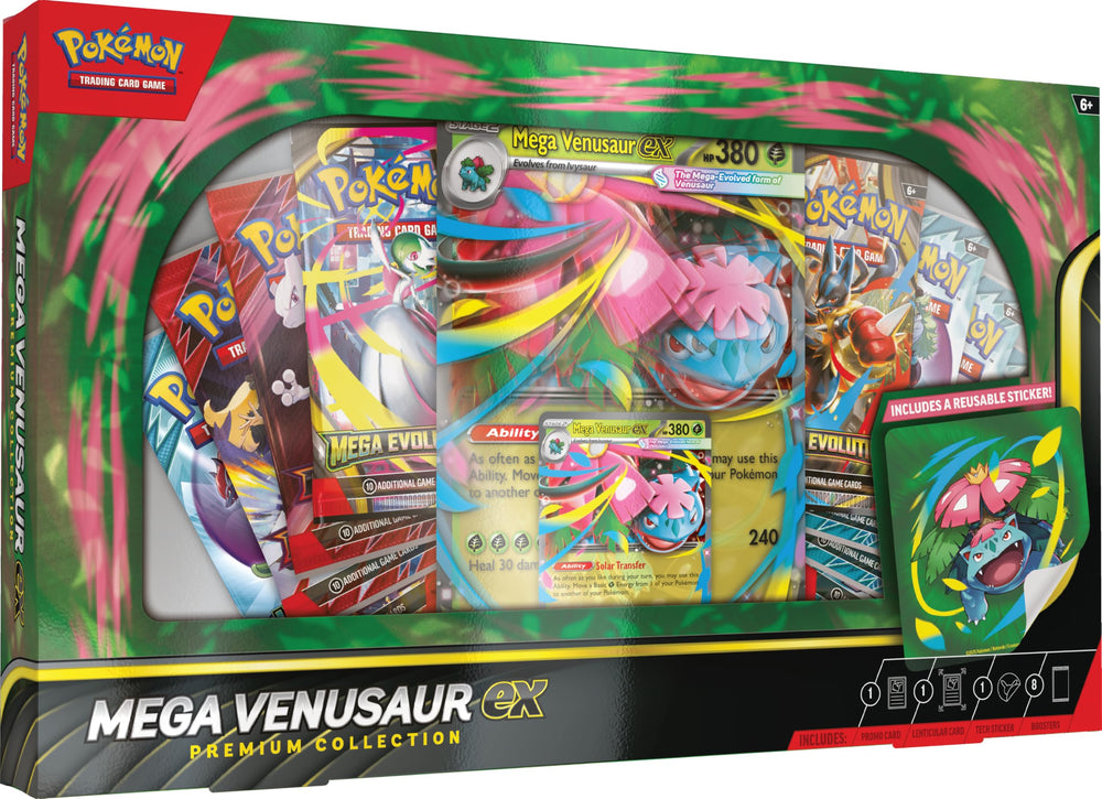 Pokémon Mega Venusaur ex promo card with foil finish for collection and play.