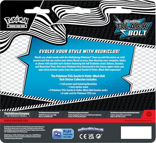 Pokemon TCG Scarlet & Violet Black Bolt tech sticker sheet with Solosis, Duosion, Reuniclus