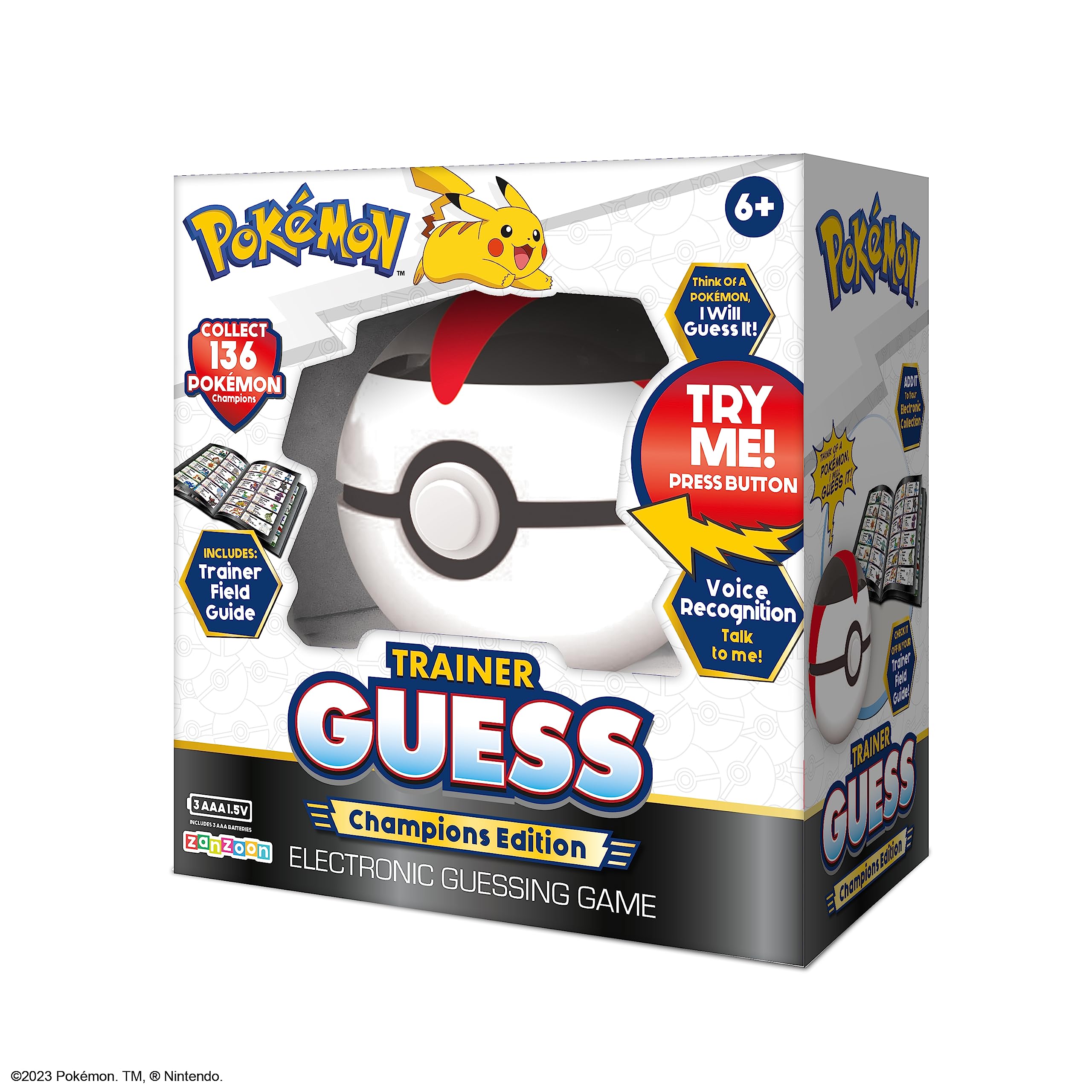 Pokemon Trainer Guess Champions Edition box art, inviting family game night.