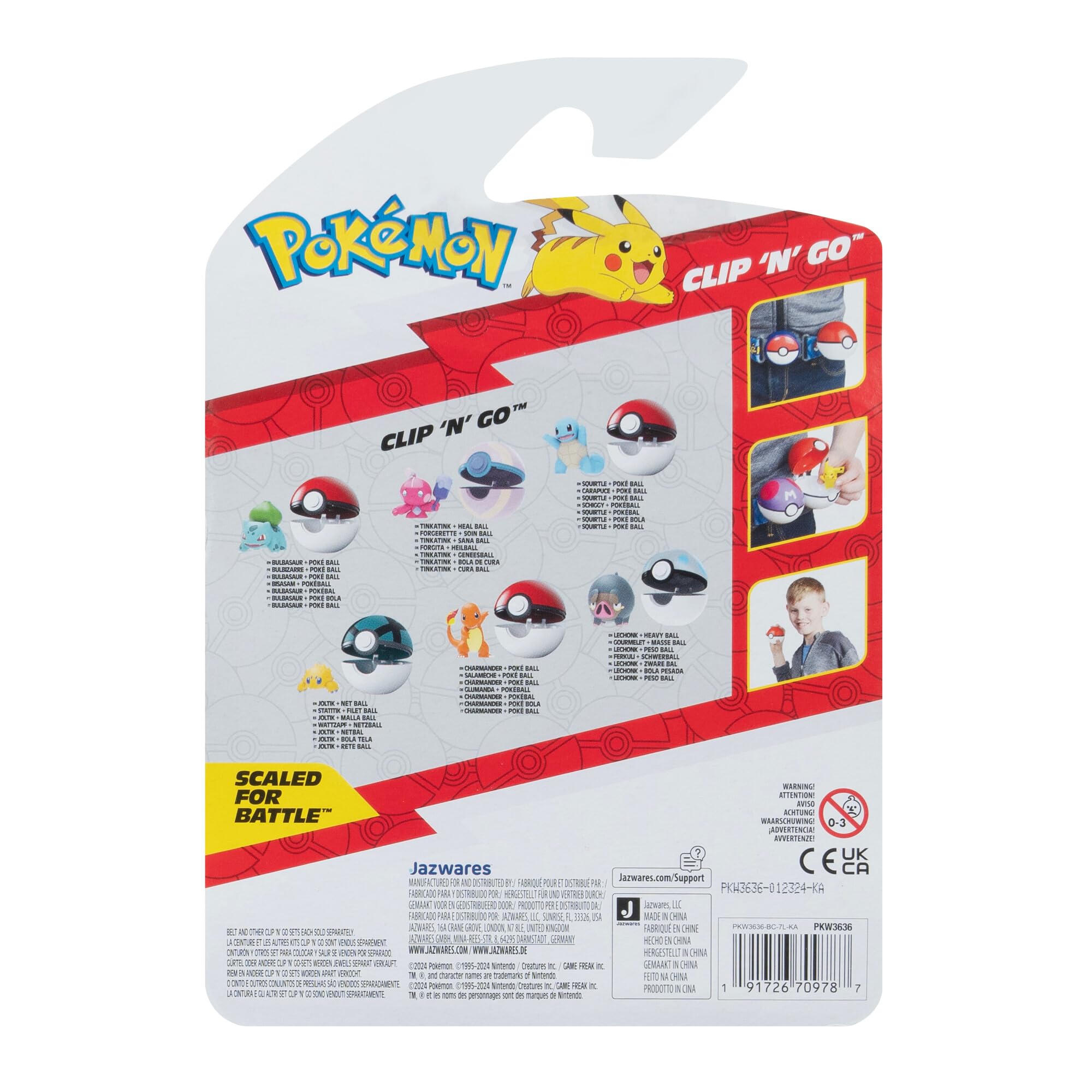 Travel-ready Pokémon collection with Clip-N-Go belt compatibility.