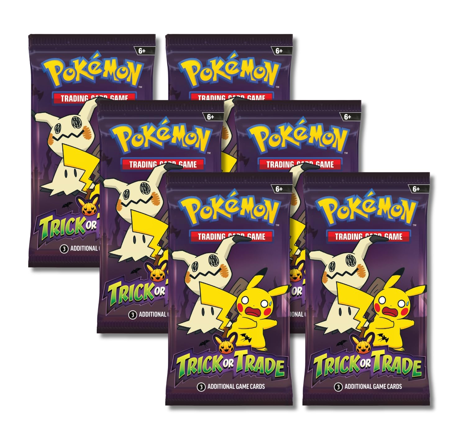 Pokémon Trick or Trade Mimikyu & Pikachu mini booster pack scene highlighting collectible cards and battle readiness