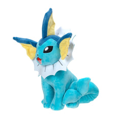 Pokémon Vaporeon 8-inch plush side view, portable companion for travel and stories.