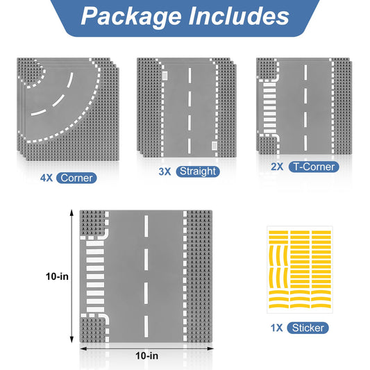 Pokiiulk road baseplates straight section provide stable road layouts for LEGO city builds.