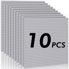 Pokiiulk Classic Baseplates 10x10 grey pack provides a sturdy foundation for brick builds.