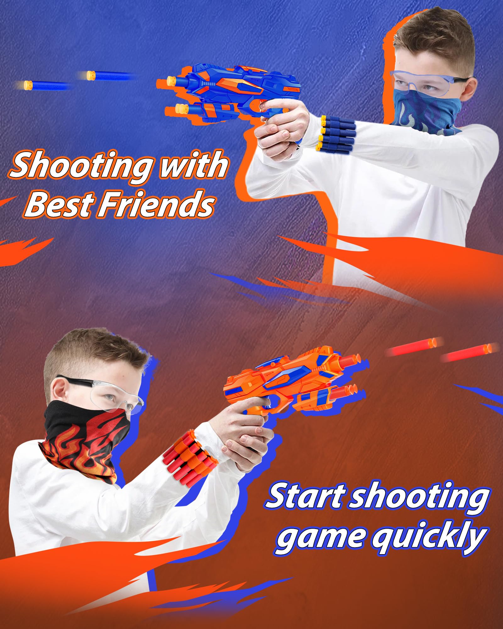 Pokiiulk 60-pack foam darts compatible with included guns for extended battles.