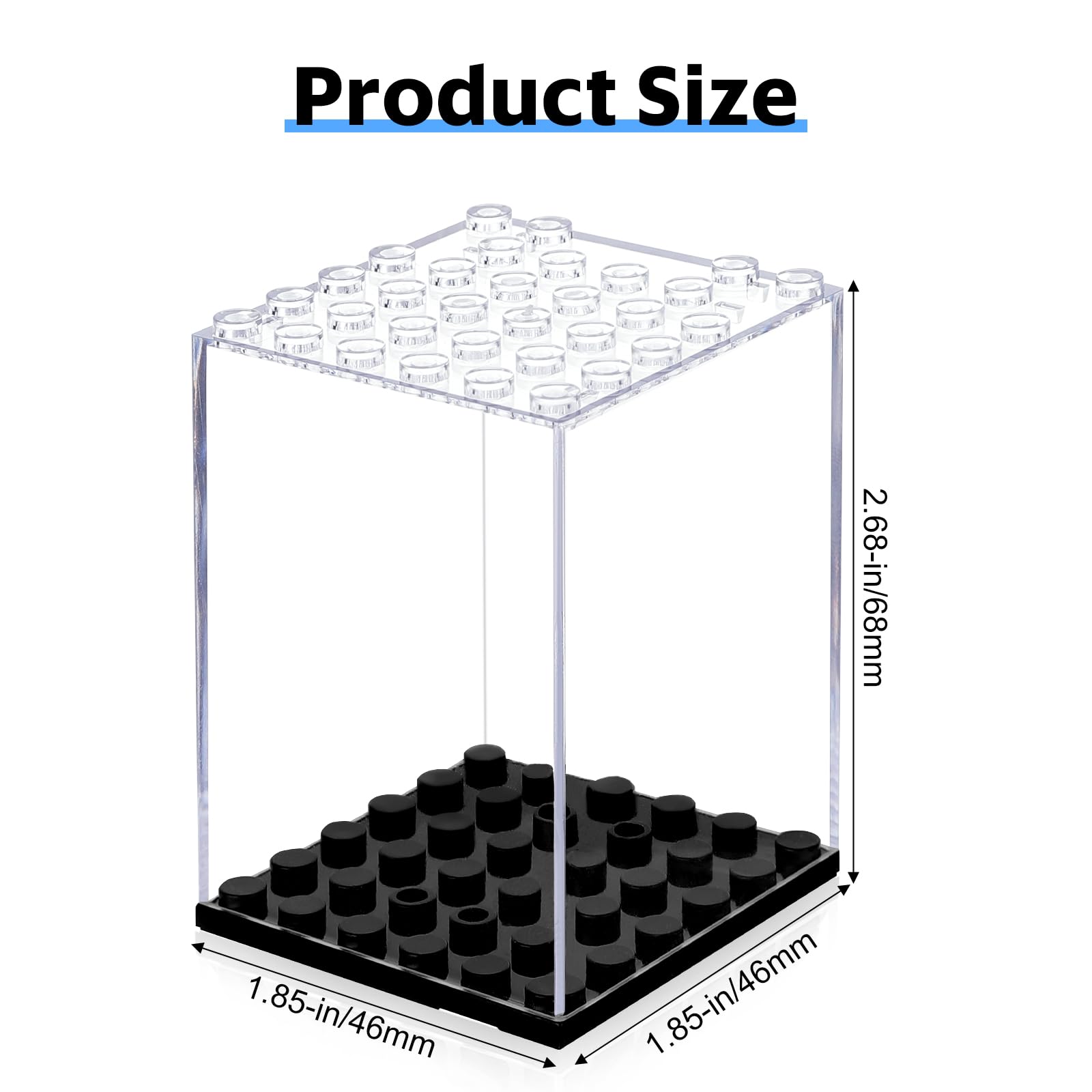 Pokiiulk display case shows Lego figurines with crystal-clear view for details.