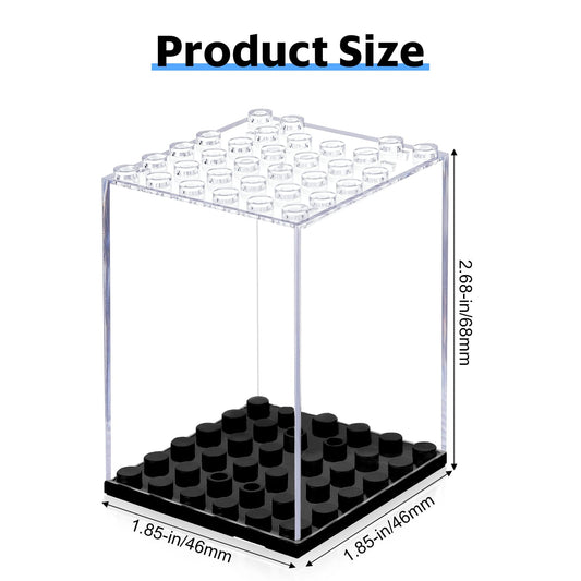Pokiiulk display case shows Lego figurines with crystal-clear view for details.