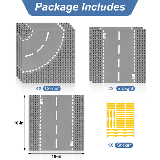 Pokiiulk straight road baseplate offers a clean road path for city builds and traffic flow.