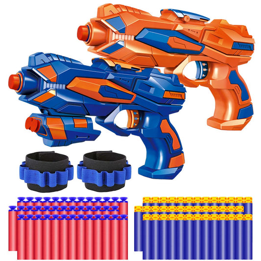 POKONBOY 2-pack blaster guns orange and blue for active outdoor play.