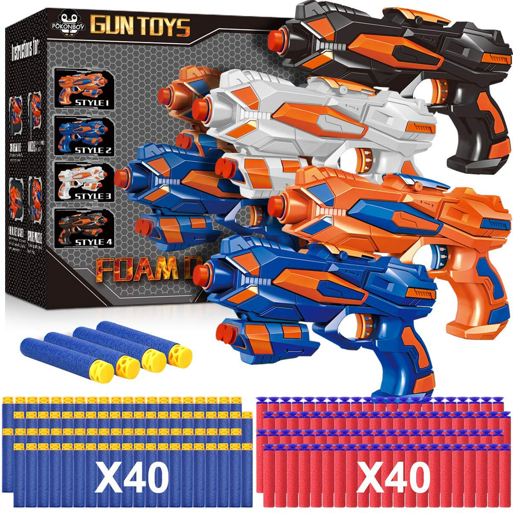 POKONBOY 4-pack blaster guns for safe, energetic playtime.