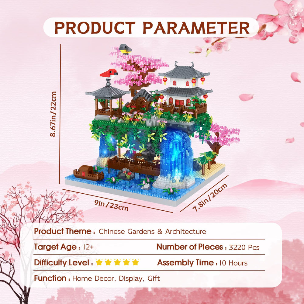 POKONBOY cherry-tree-detail highlights intricate blossoms and micro brick craftsmanship.