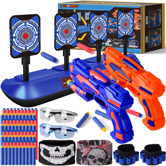POKONBOY digital shooting target assembly with LCD score and flashing lights.