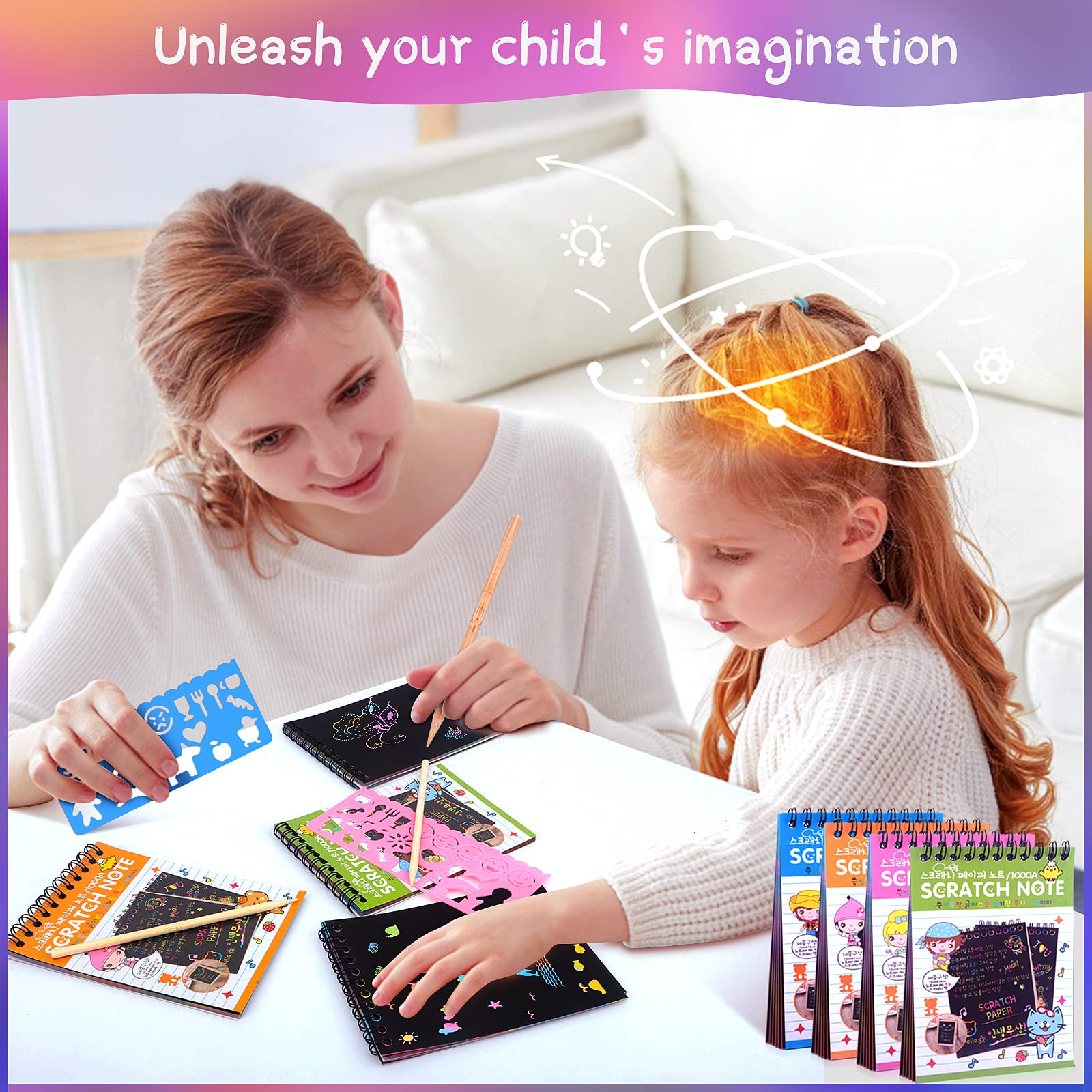 POKONBOY scratch notebooks are safe with no toxic powder for kids.