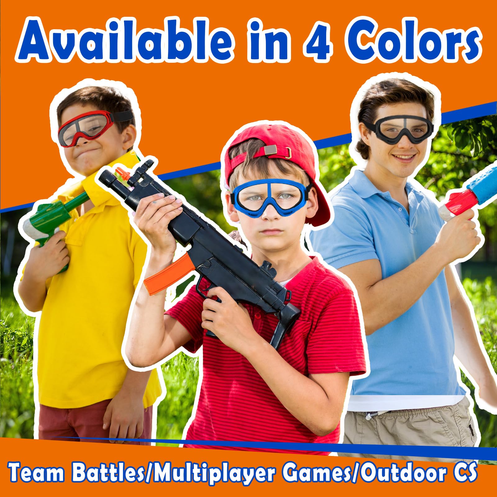 POKONBOY Nerf goggles aid team play with vivid color options.