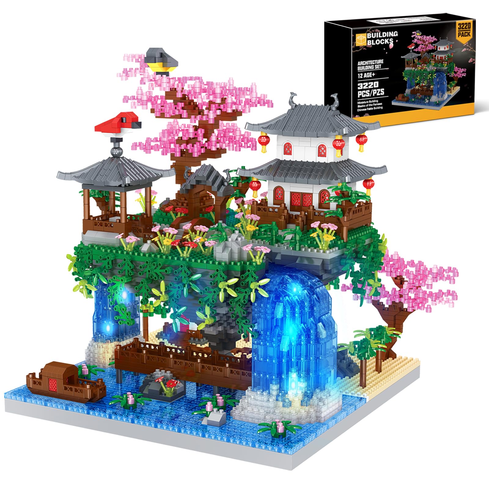 POKONBOY Peach Blossom Pond set front view, a striking piece for home display.
