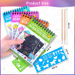 POKONBOY scratch art notebooks show 10-color layers for quick doodles.