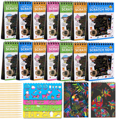 Pokonboy scratch art notebooks with wooden stylus for vibrant doodles.