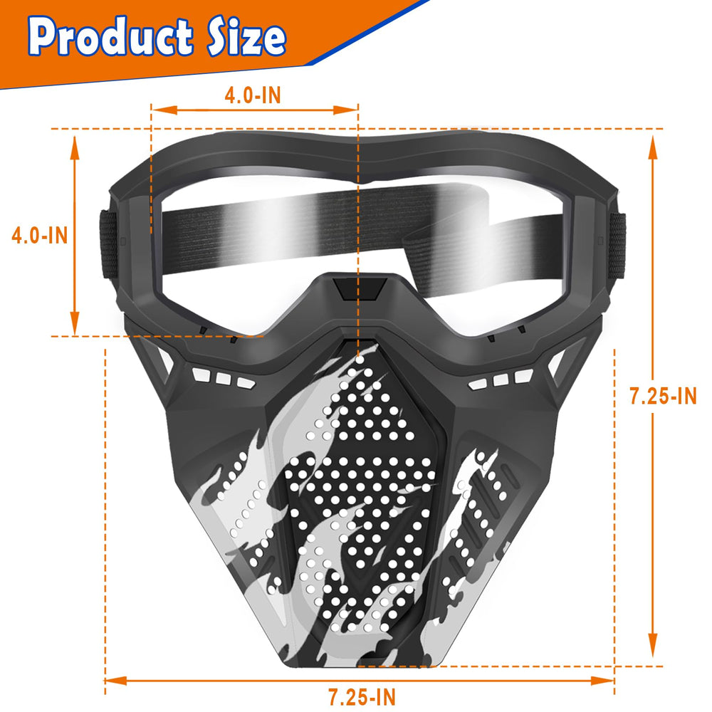 POKONBOY tactical mask for kids side view showing adjustable strap for secure fit.