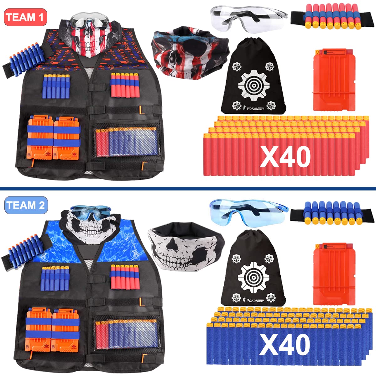 POKONBOY two-tone vest close-up showing durable fabric for outdoor play.
