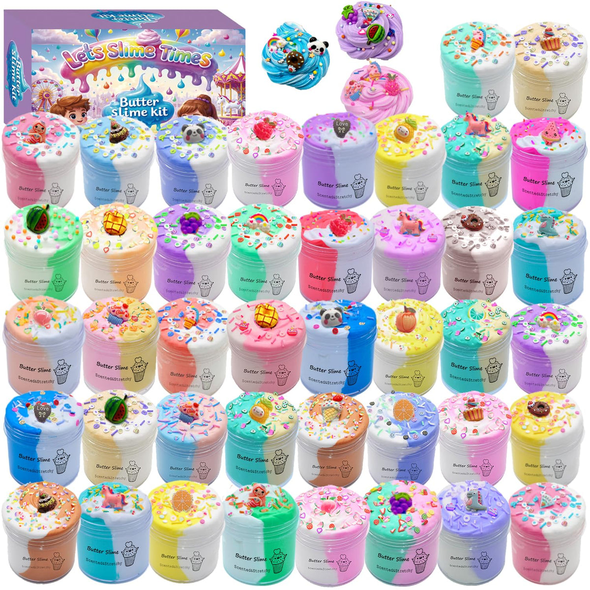 Pokujyrt Butter Slime Kit colors in a set for creative play and tactile exploration.