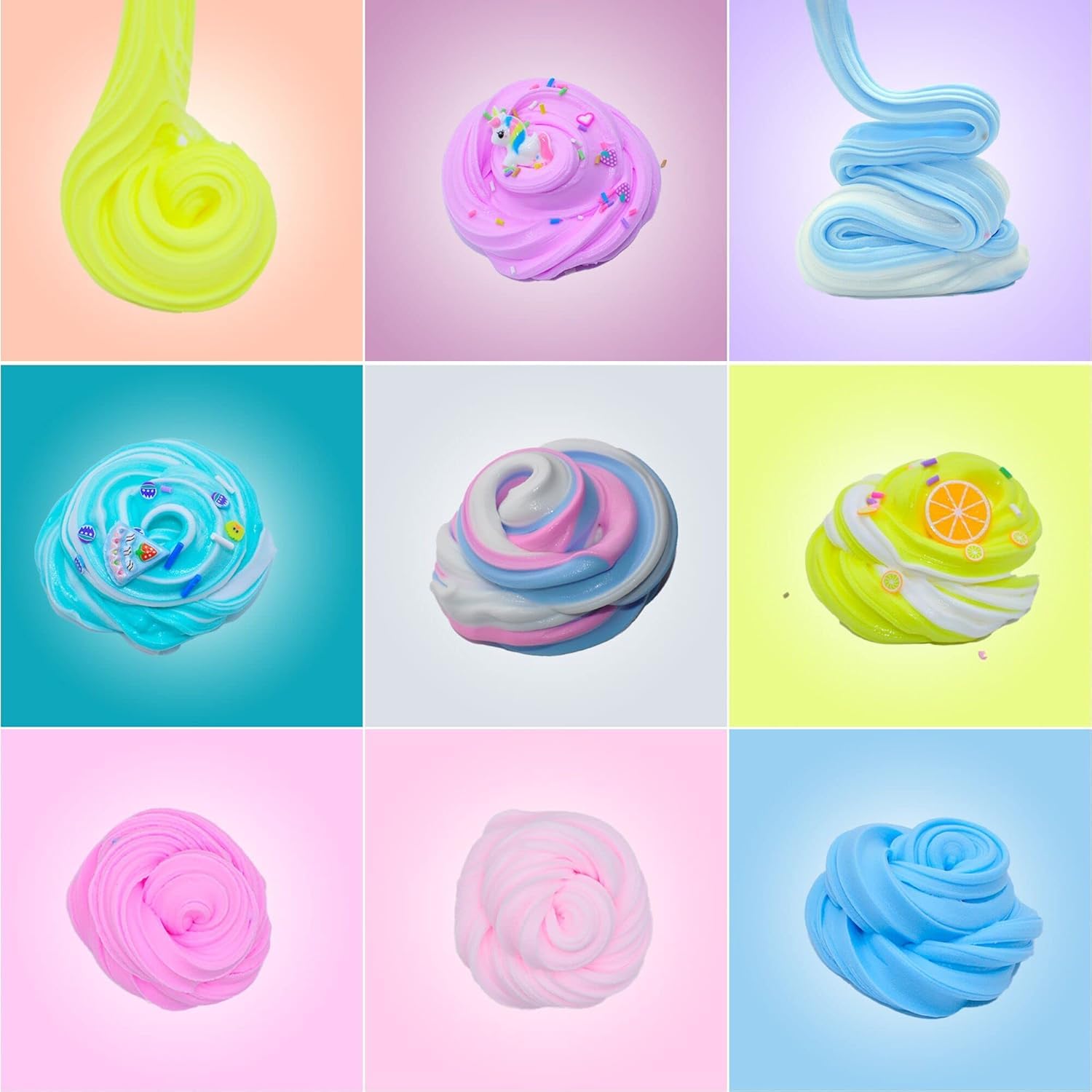 Pokujyrt Butter Slime Kit dual-colored slimes inspire unique textures and combos.