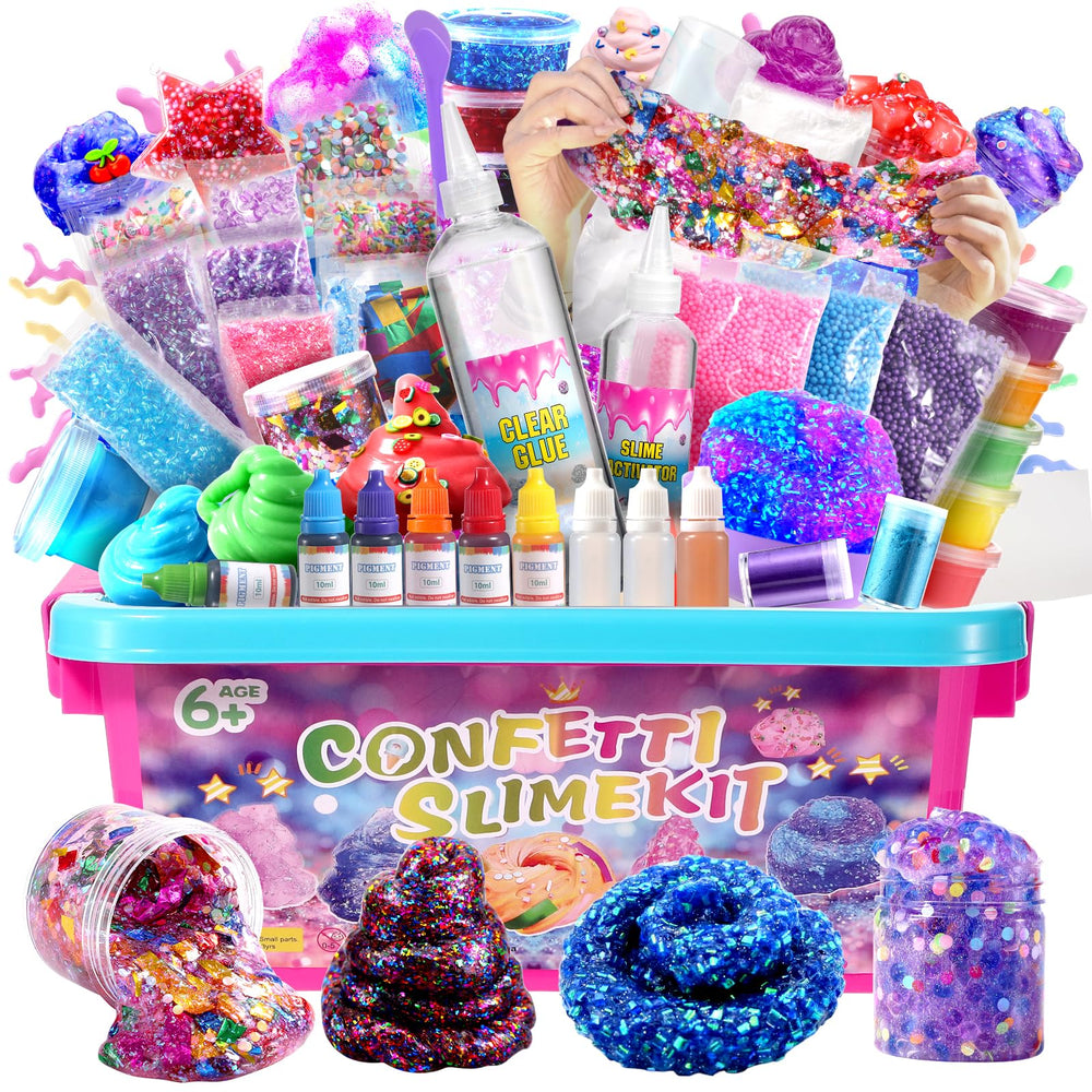 pokujyrt Confetti Slime Kit—clear glue bottle for smooth slime crafting sessions.