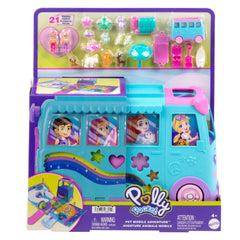 Polly Pocket compact travel playset supports expanding play with other micro vehicles.