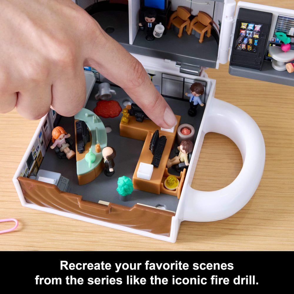 Trashcan fire scene recreated with micro-dolls and themed props.