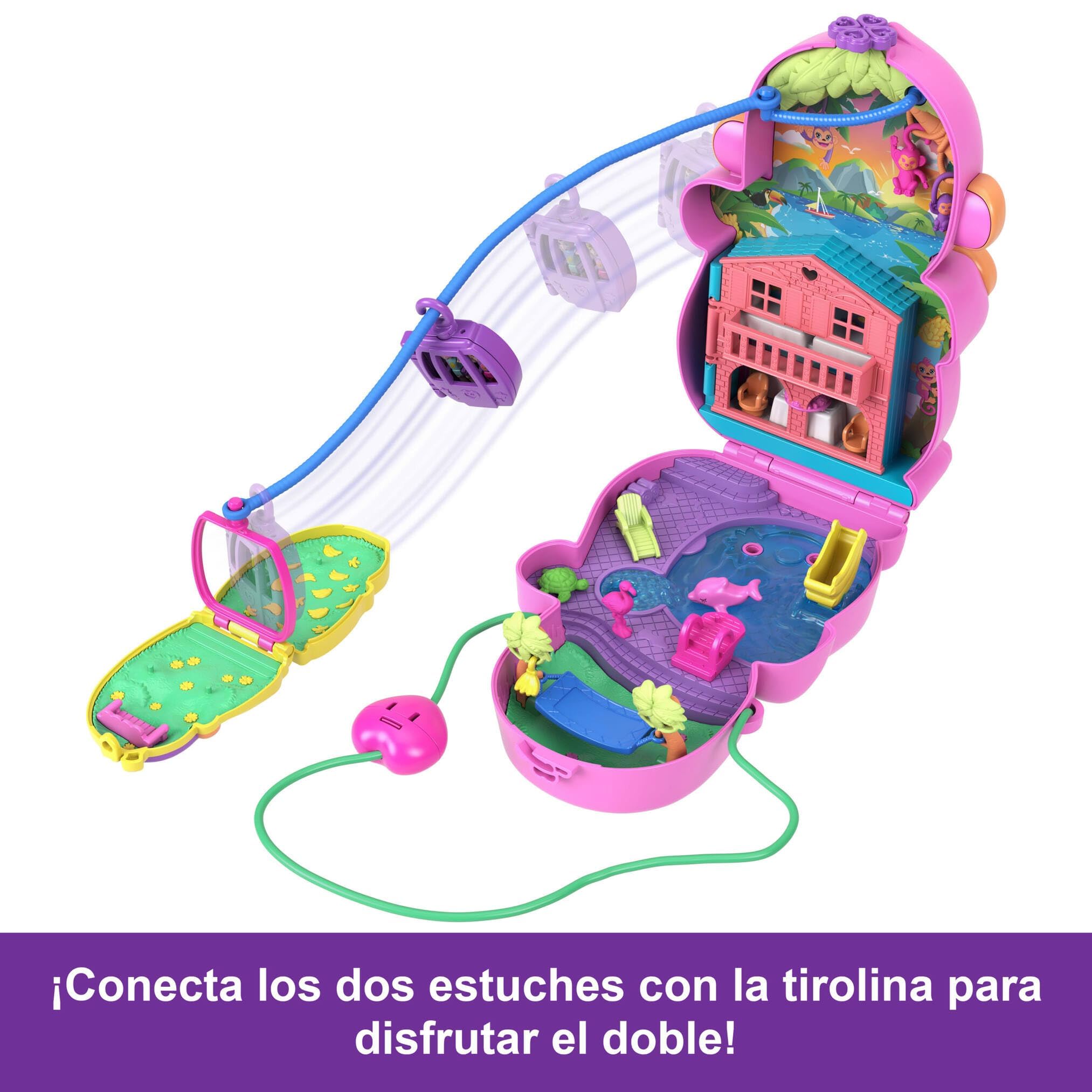 Polly Pocket pool splash scene invites kids to pretend swim adventures.