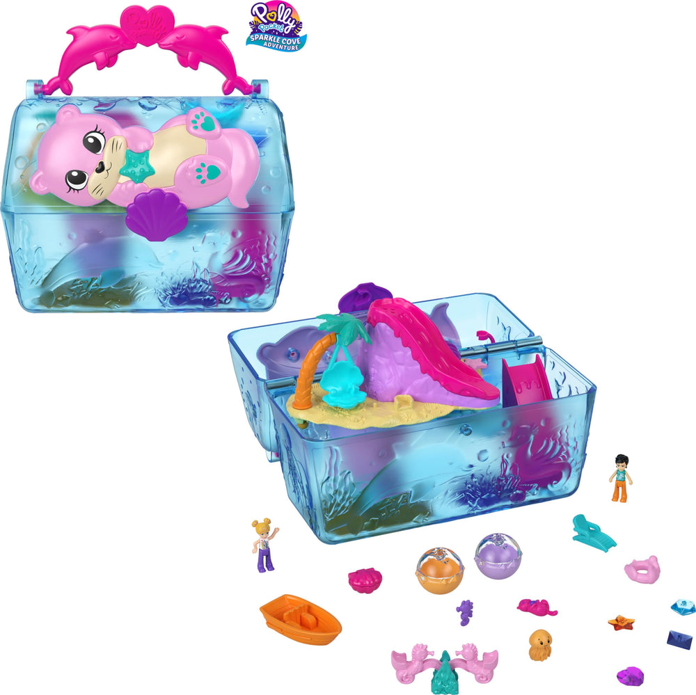 Polly Pocket Sparkle Cove Treasure Chest exterior, ideal for imaginative ocean adventures.