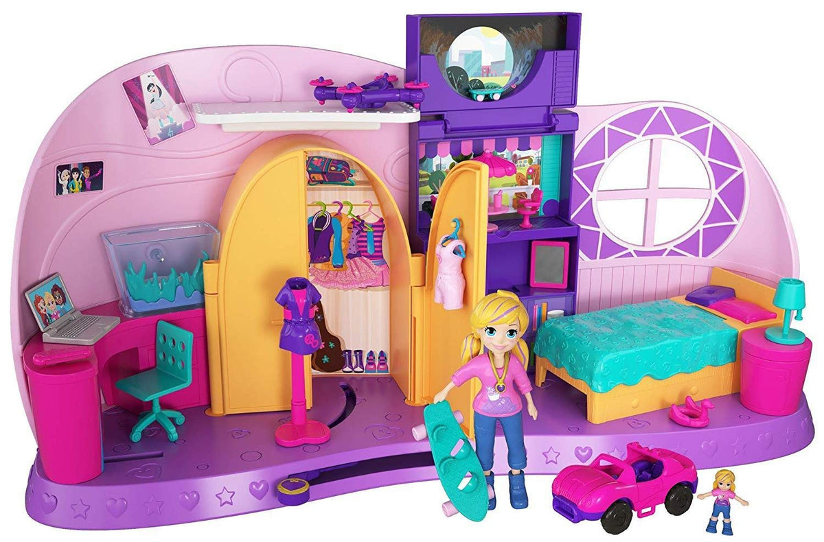 Polly Pocket Transformation Playset room open: compact, imaginative play space.