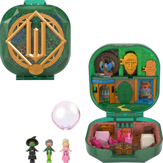 Polly Pocket Wicked collector compact green exterior with gold details for display-ready play