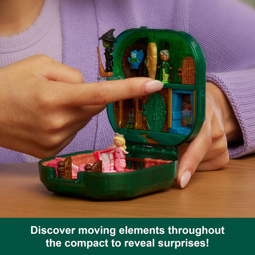 Polly Pocket Wicked Elphaba on broom and hat for adventurous flight play