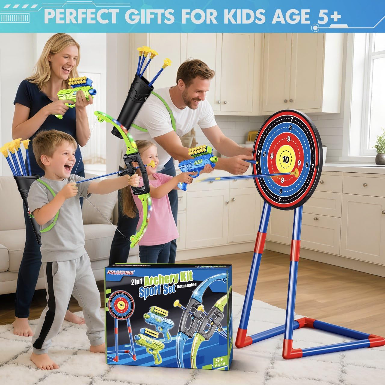 Polokping indoor-outdoor archery play set for kids.