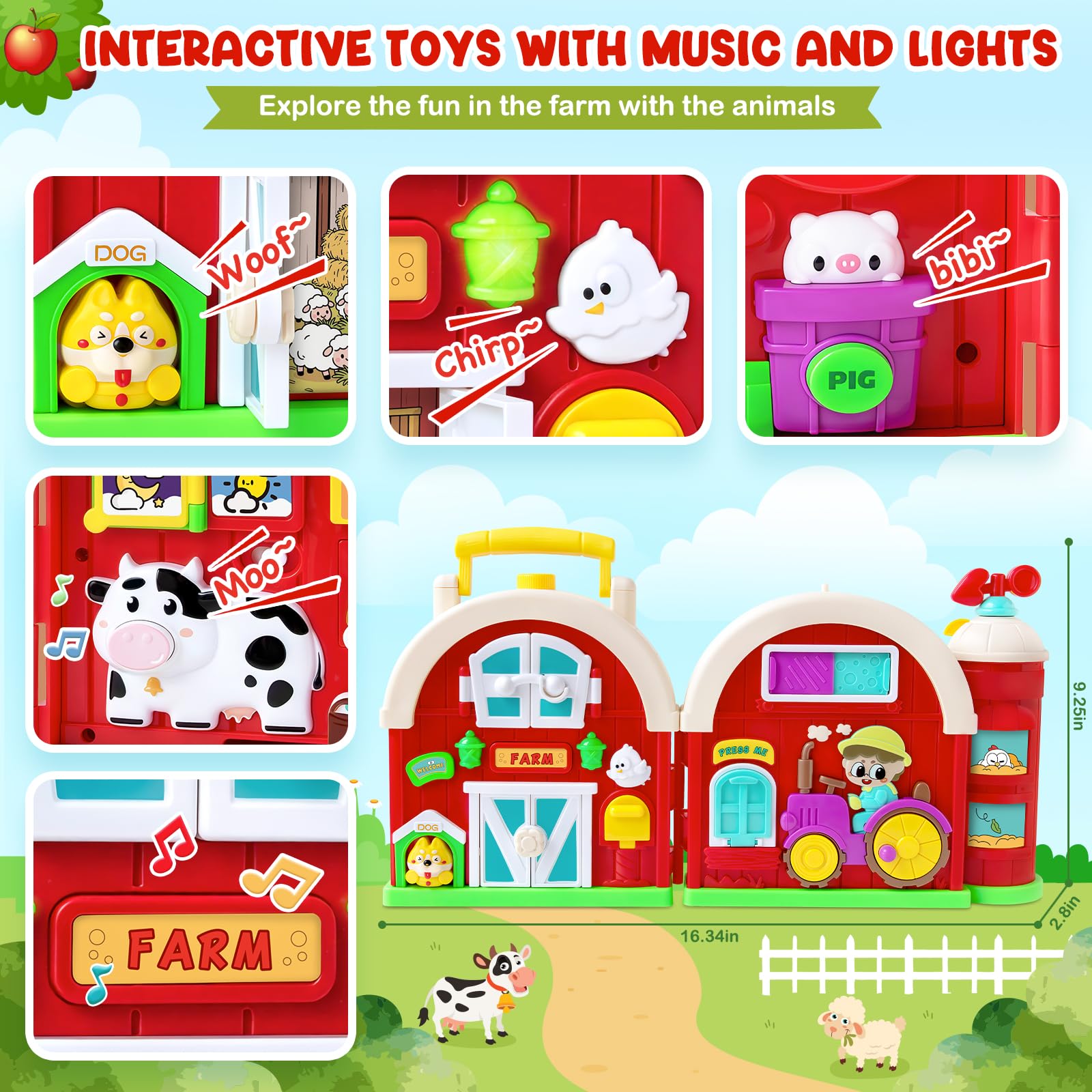 Polokping Montessori Busy Board animal scene invites pretend farming and storytelling.