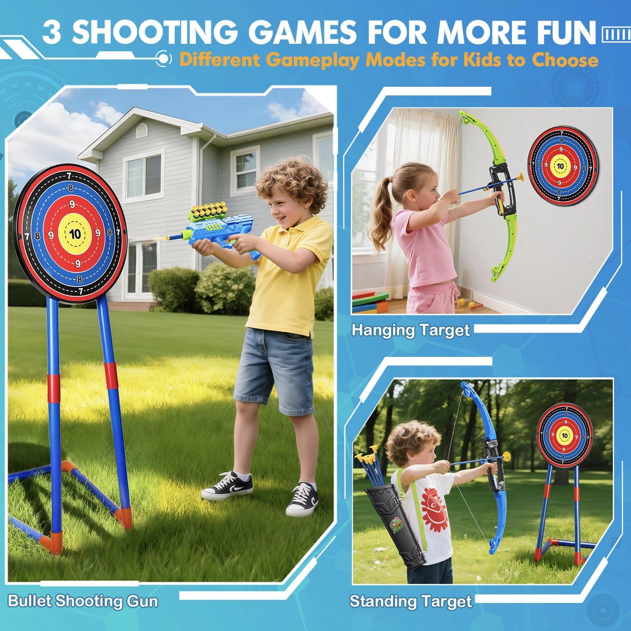 Polokping two-in-one archery toy offering indoor and outdoor play.