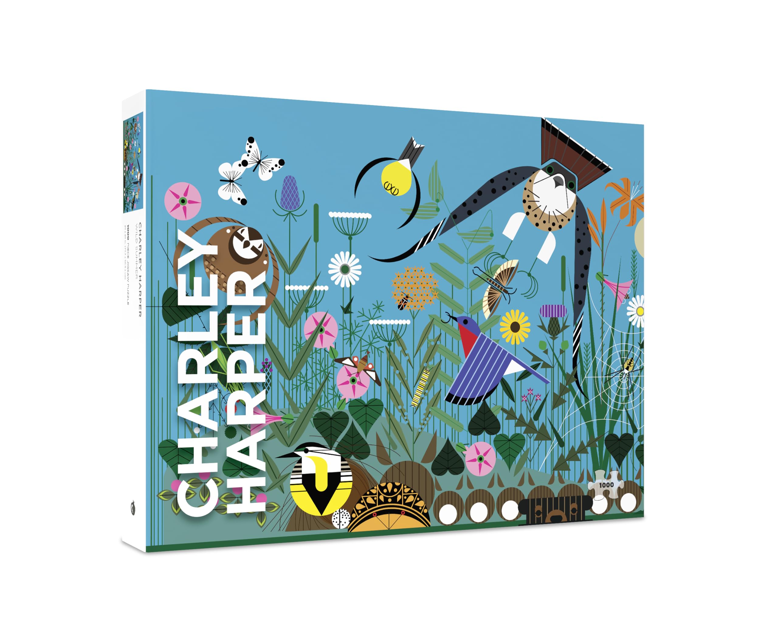 Pomegranate Charley Harper Wild Summer puzzle shows vibrant wildlife for relaxing evenings.