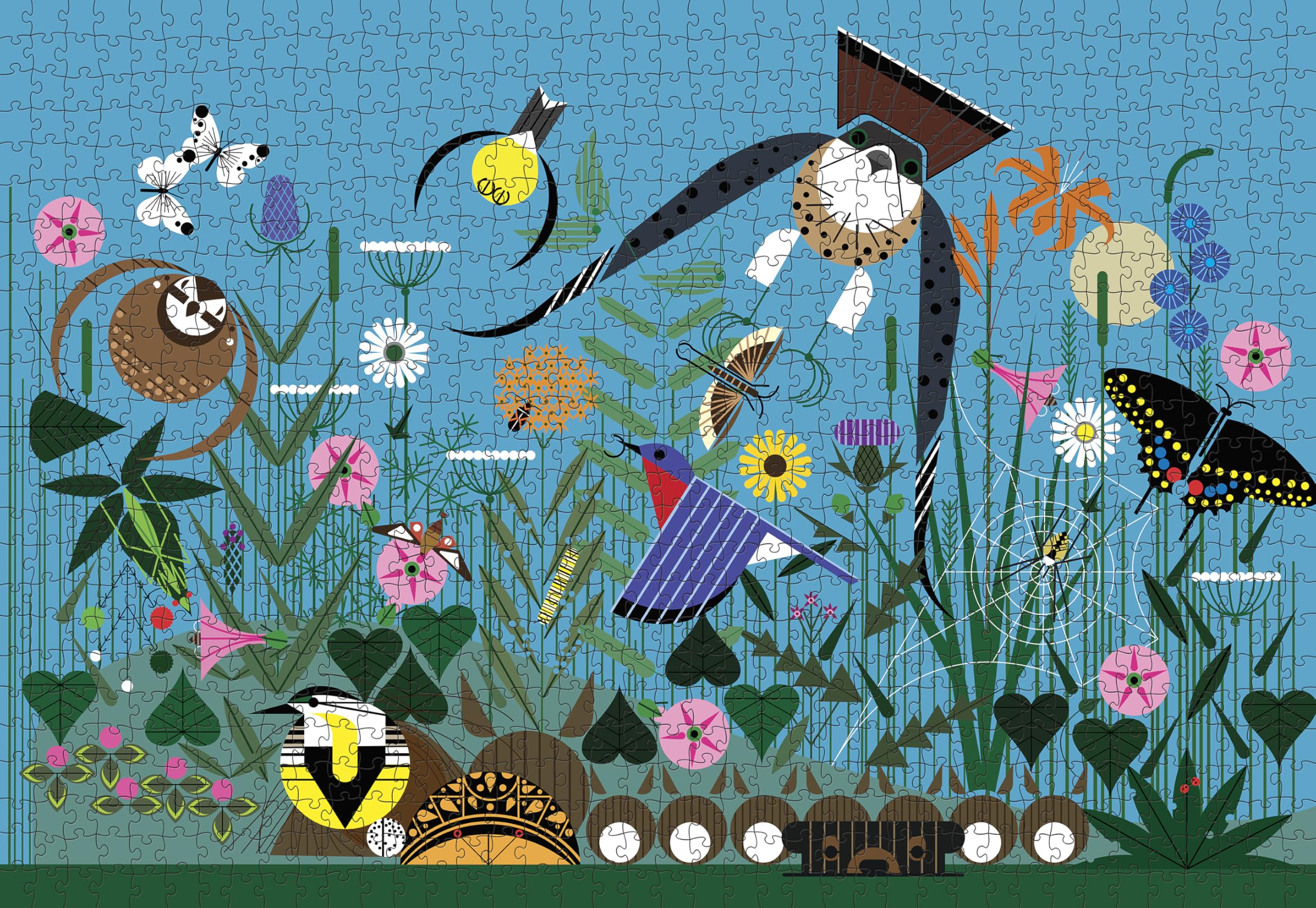 Pomegranate Charley Harper Wild Summer puzzle is designed in Portland for quality craft.
