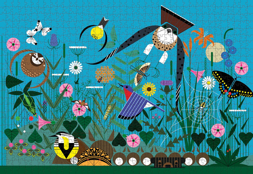 Pomegranate Charley Harper Wild Summer puzzle is designed in Portland for quality craft.