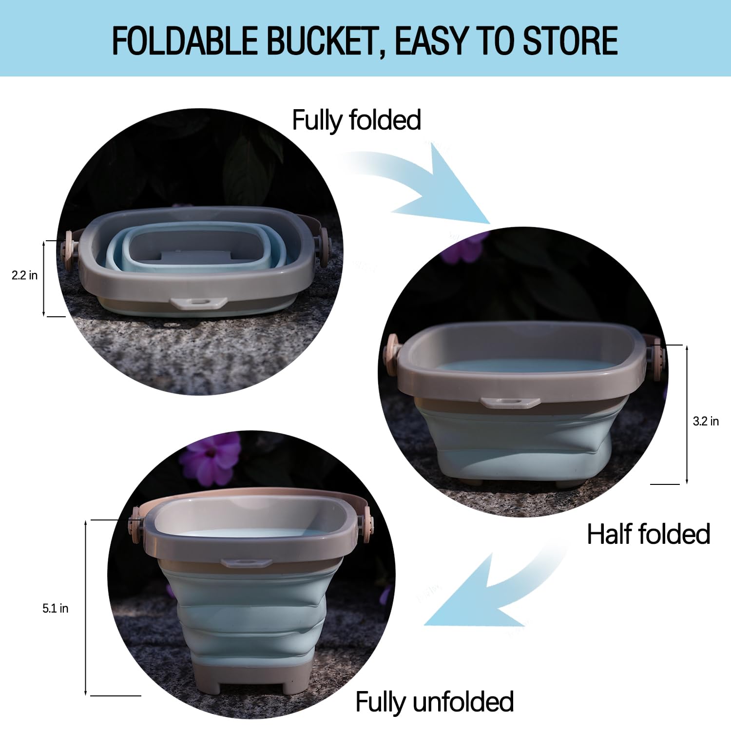 POMIKU folding bucket carries water or small treasures during play.