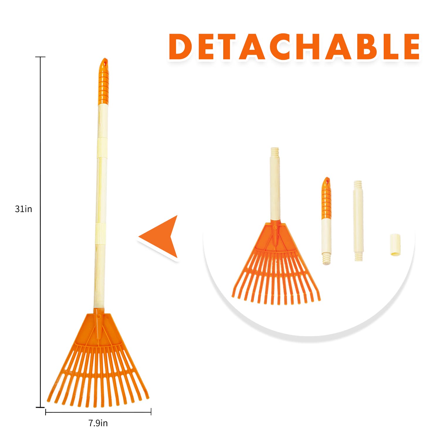 POMIKU adjustable rakes; 31in or 19in length options for growing kids.