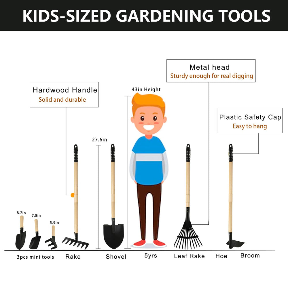 POMIKU rake for kids with durable metal head perfect for budding gardeners.