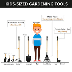 POMIKU rake for kids with durable metal head perfect for budding gardeners.