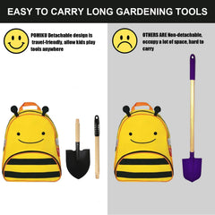 POMIKU shovel for kids with sturdy metal head and smooth wooden handle.