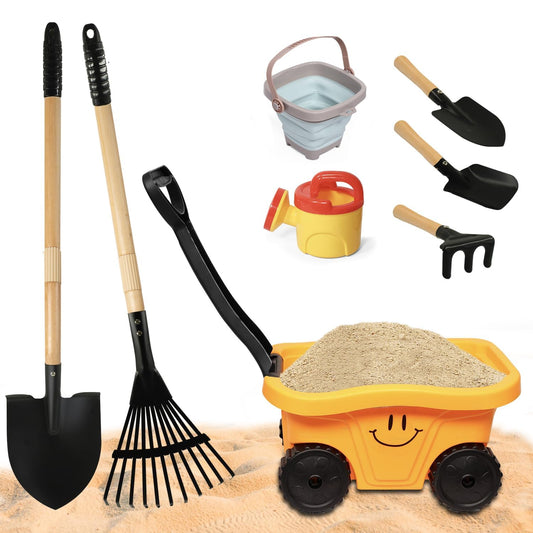 POMIKU kids wagon with beach tools boosts imaginative outdoor play.