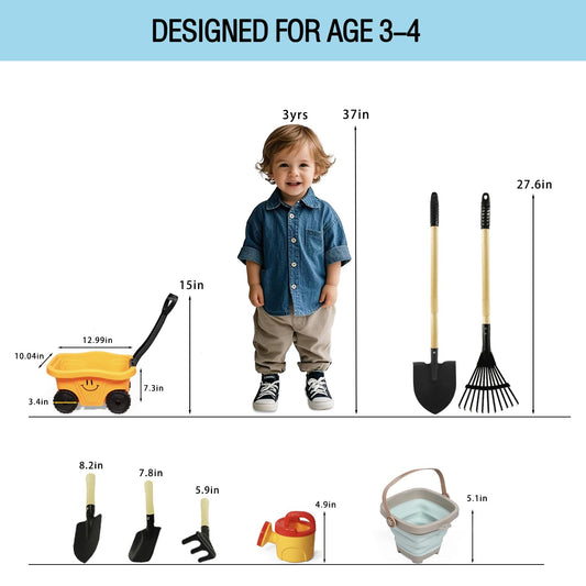 POMIKU digging shovel helps little gardeners explore soil and pretend excavations.