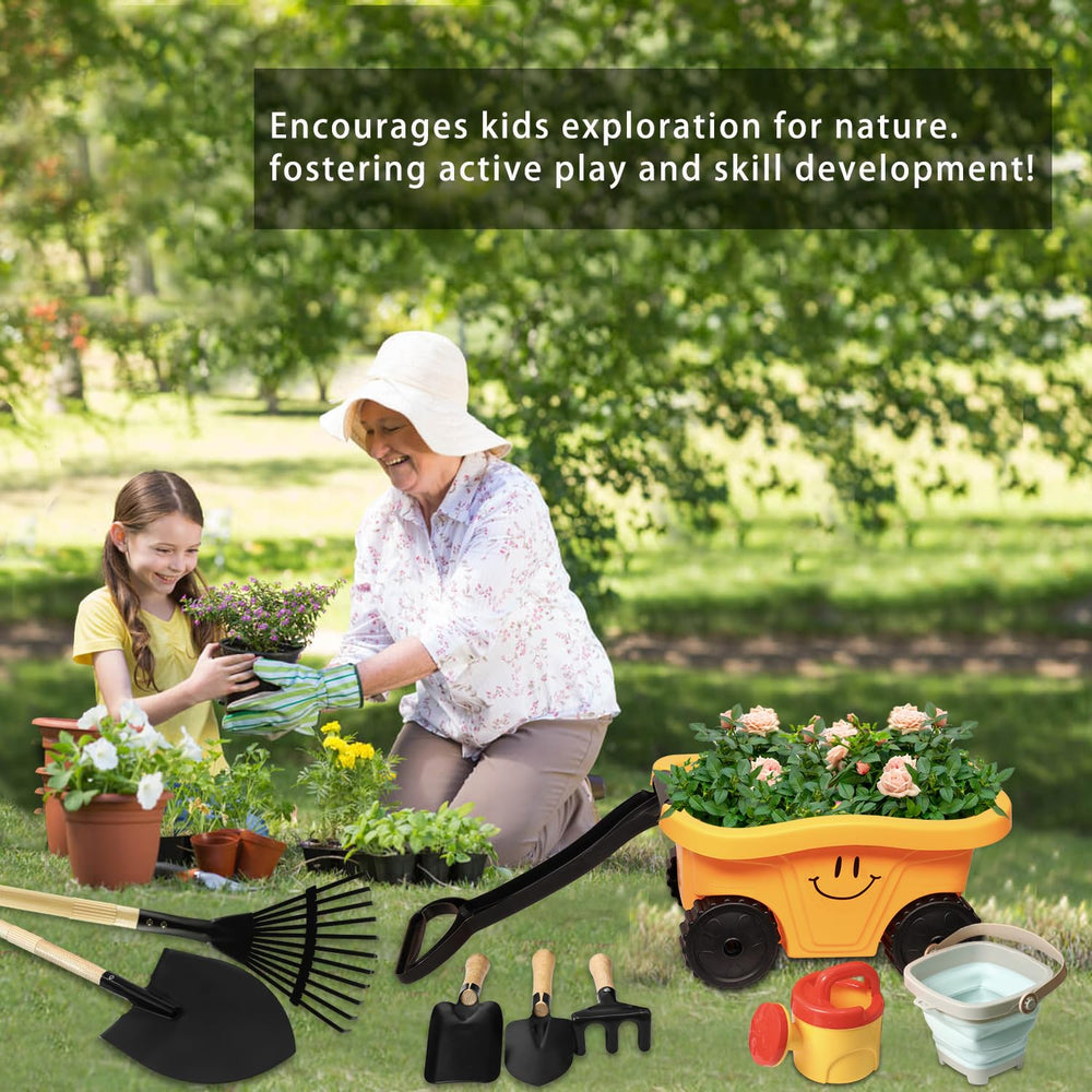 POMIKU wagon wheels glide smoothly over grass, dirt, or indoor floors.
